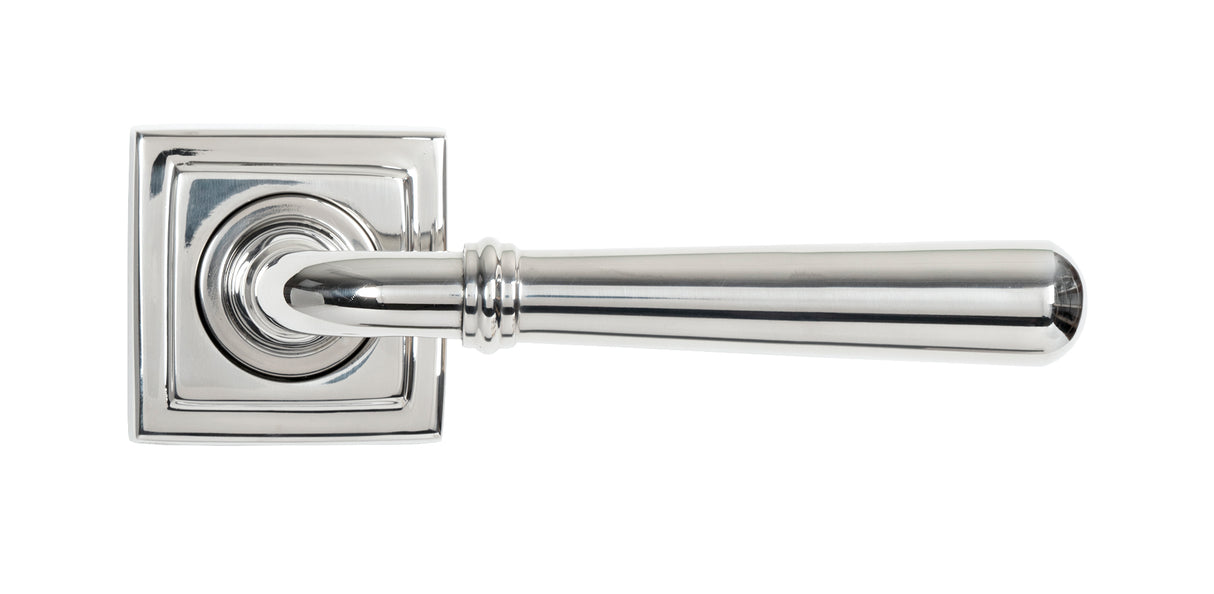 From The Anvil - Polished Marine SS (316) Newbury Lever on Rose Set (Square) - Unsprung | Sku. 46543 | Trade Door Handles.
