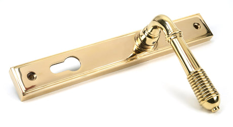 From The Anvil - Polished Brass Reeded Slimline Lever Espag. Lock Set | Sku. 46545 | Trade Door Handles.