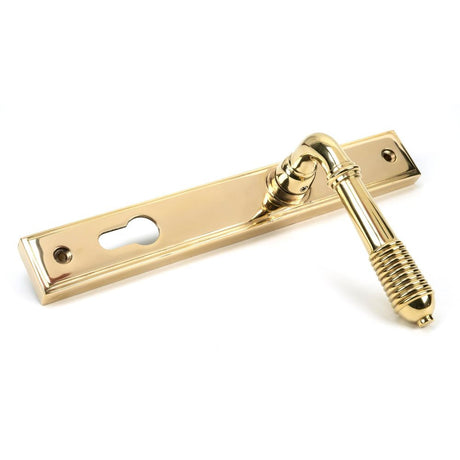 From The Anvil - Polished Brass Reeded Slimline Lever Espag. Lock Set | Sku. 46545 | Trade Door Handles.