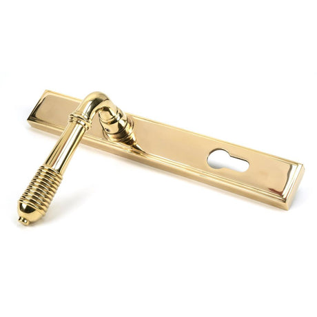 From The Anvil - Polished Brass Reeded Slimline Lever Espag. Lock Set | Sku. 46545 | Trade Door Handles.