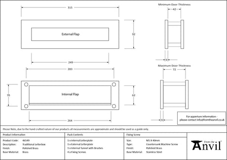 From The Anvil - Polished Brass Traditional Letterbox | Sku. 46549 | Trade Door Handles.