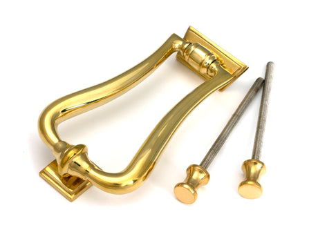 From The Anvil - Polished Brass Slimline Art Deco Door Knocker | Sku. 46552 | Trade Door Handles.