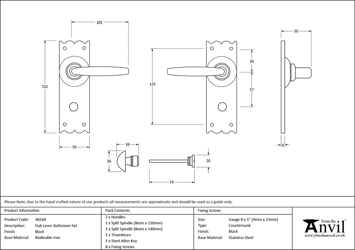 From The Anvil - Black Oak Lever Bathroom Set | Sku. 46569 | Trade Door Handles.