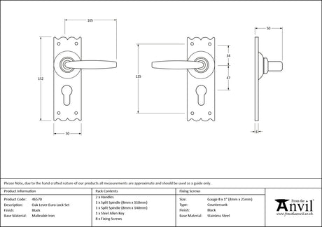 From The Anvil - Black Oak Lever Euro Lock Set | Sku. 46570 | Trade Door Handles.