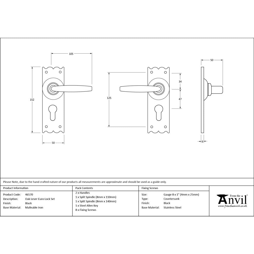 From The Anvil - Black Oak Lever Euro Lock Set | Sku. 46570 | Trade Door Handles.