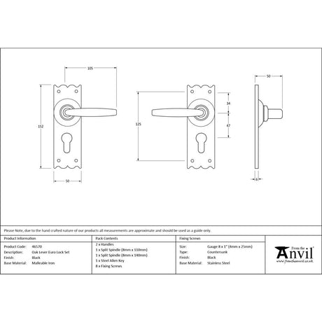 From The Anvil - Black Oak Lever Euro Lock Set | Sku. 46570 | Trade Door Handles.