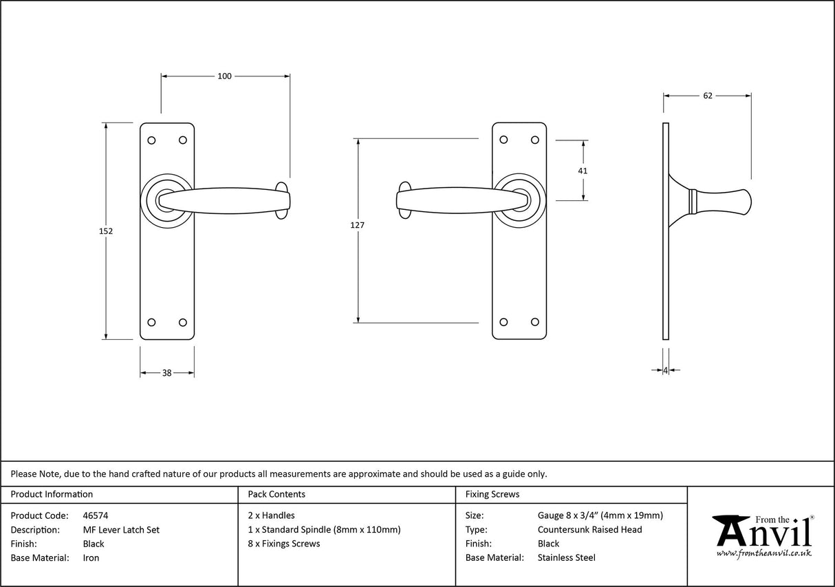 From The Anvil - Black MF Lever Latch Set | Sku. 46574 | Trade Door Handles.