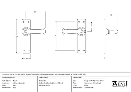 From The Anvil - Black MF Lever Latch Set | Sku. 46574 | Trade Door Handles.