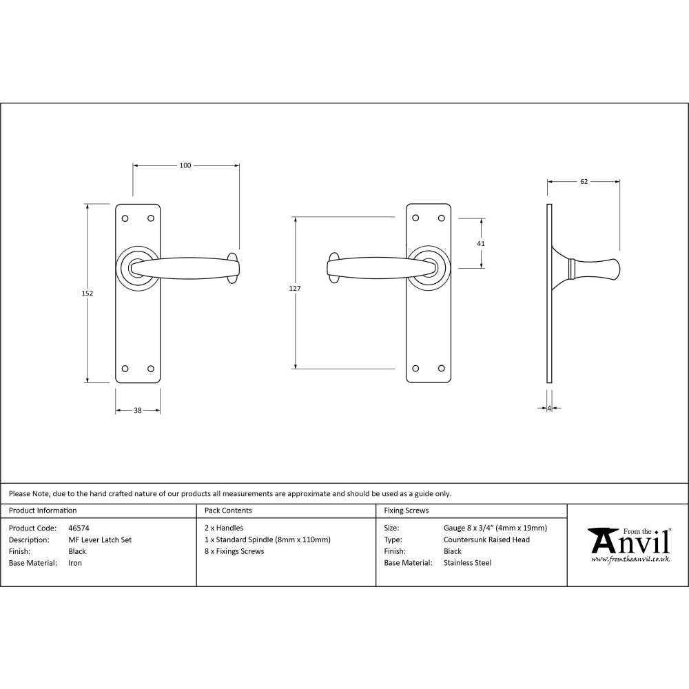 From The Anvil - Black MF Lever Latch Set | Sku. 46574 | Trade Door Handles.