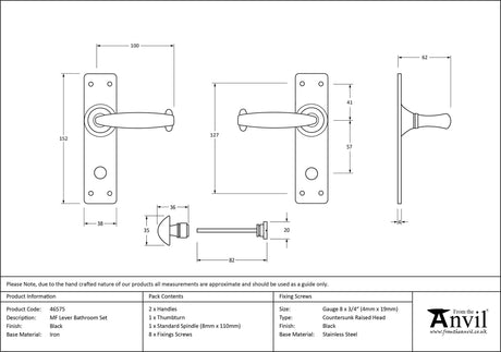 From The Anvil - Black MF Lever Bathroom Set | Sku. 46575 | Trade Door Handles.