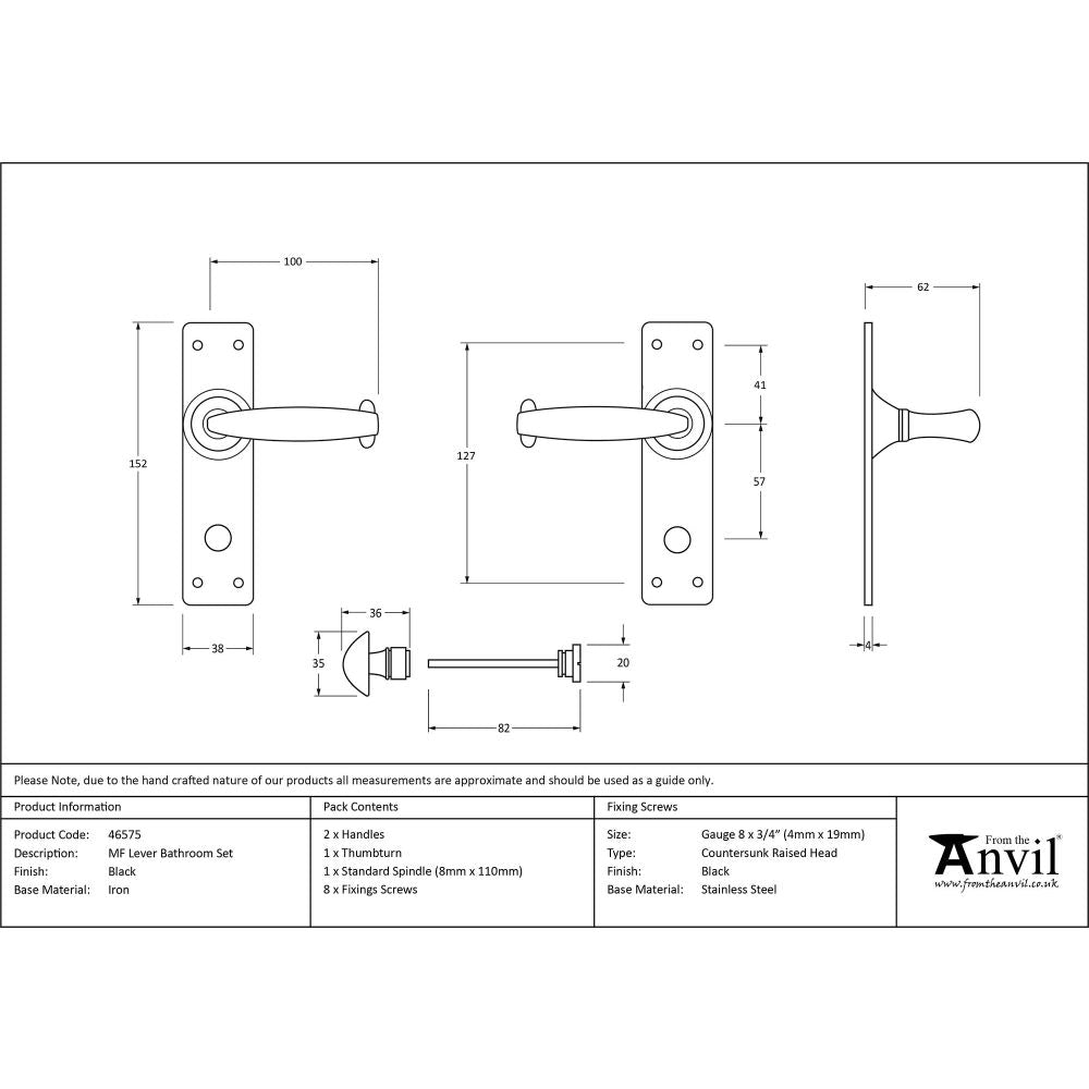From The Anvil - Black MF Lever Bathroom Set | Sku. 46575 | Trade Door Handles.