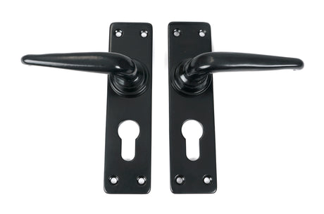 From The Anvil - Black Smooth Lever Euro Lock Set | Sku. 46577 | Trade Door Handles.