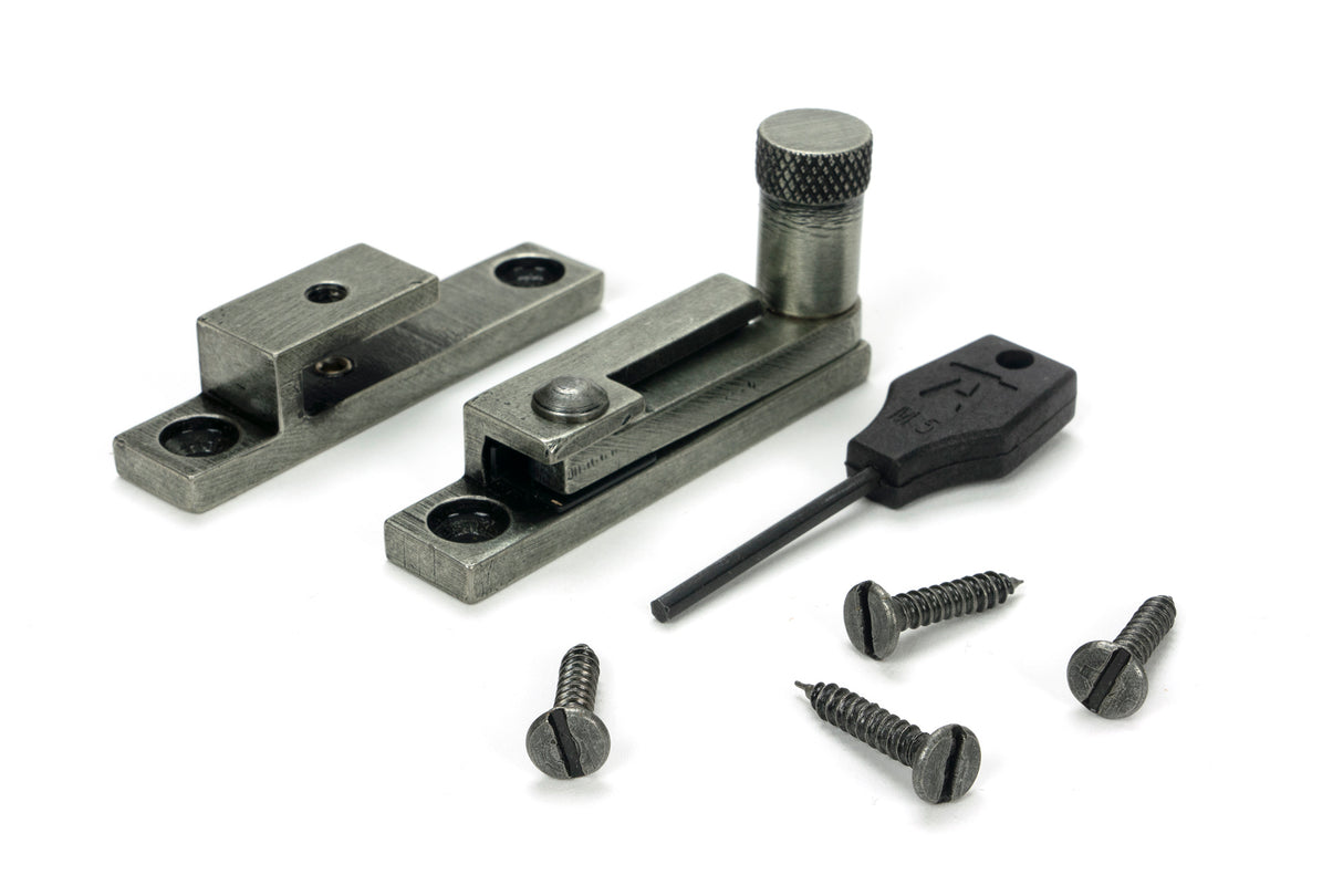 From The Anvil - Pewter Brompton Quadrant Fastener - Narrow | Sku. 46605 | Trade Door Handles.