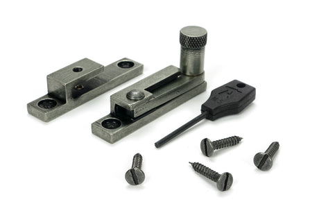 From The Anvil - Pewter Brompton Quadrant Fastener - Narrow | Sku. 46605 | Trade Door Handles.
