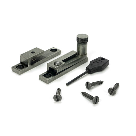 From The Anvil - Pewter Brompton Quadrant Fastener - Narrow | Sku. 46605 | Trade Door Handles.
