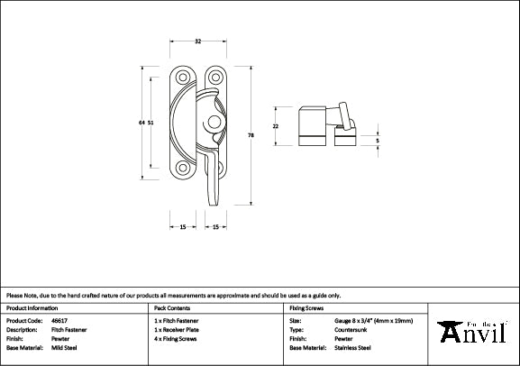 From The Anvil - Pewter Fitch Fastener