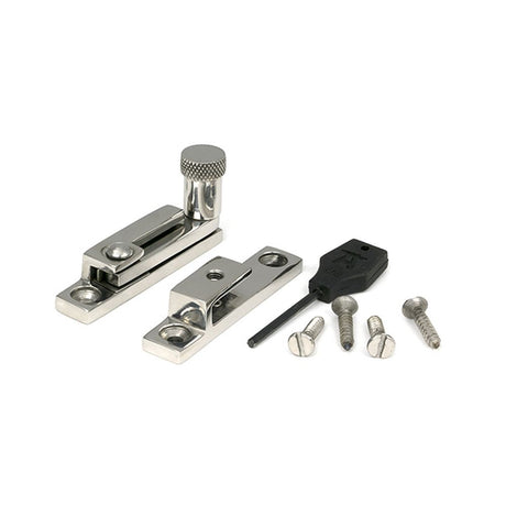 High quality images of the From The Anvil - Polished Marine SS (316) Brompton Quadrant Fastener - Narrow | Sku. Anvil-46618 | available to order from Trade Door Handles, quick delivery at discounted prices.