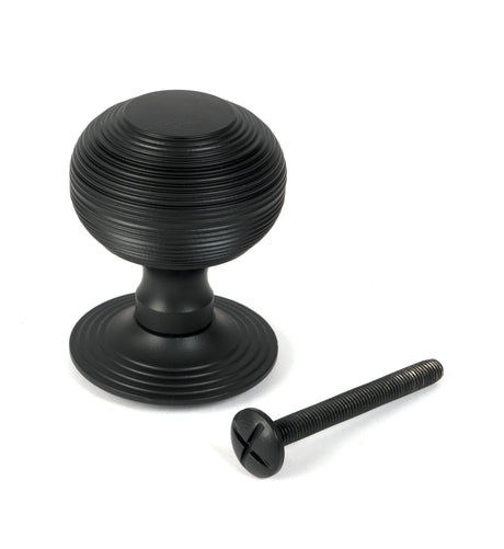 From The Anvil - Matt Black Beehive Centre Door Knob | Sku. 46660 | Trade Door Handles.