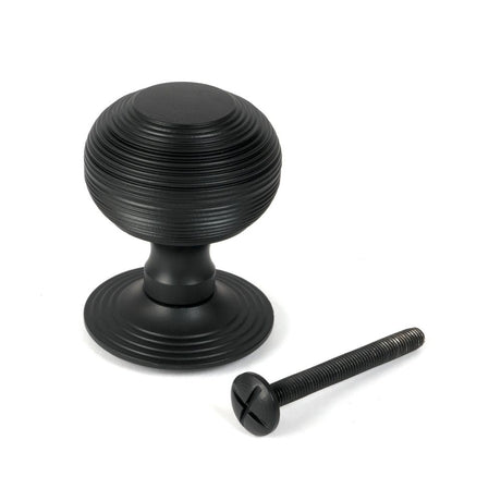 From The Anvil - Matt Black Beehive Centre Door Knob | Sku. 46660 | Trade Door Handles.