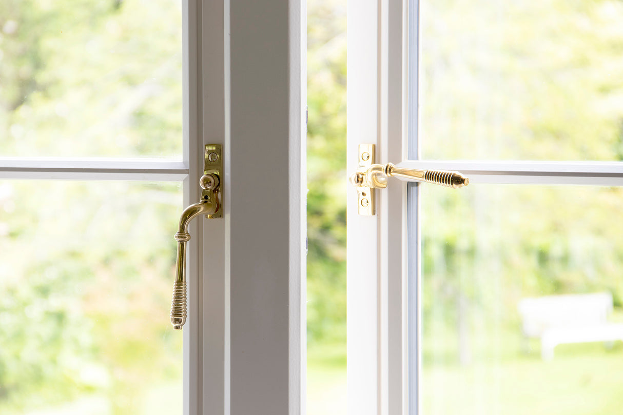 From The Anvil - Polished Brass Reeded Espag - RH | Sku. 46709 | Trade Door Handles.