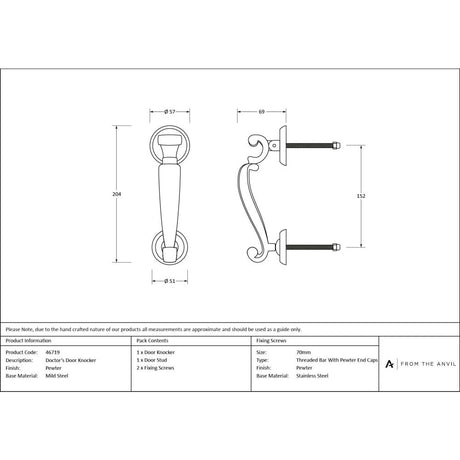 From The Anvil - Pewter Doctors Door Knocker | Sku. 46719 | Trade Door Handles.