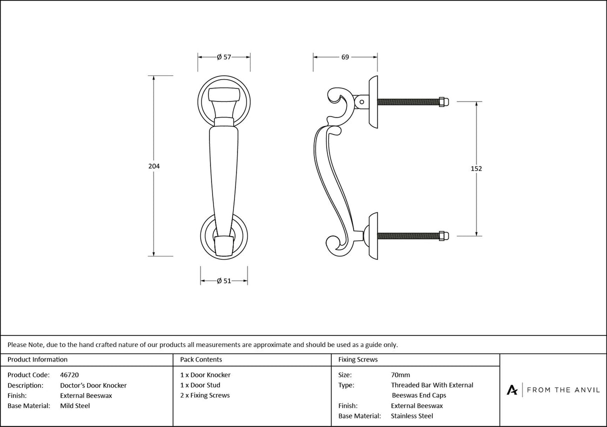 From The Anvil - External Beeswax Doctors Door Knocker | Sku. 46720 | Trade Door Handles.