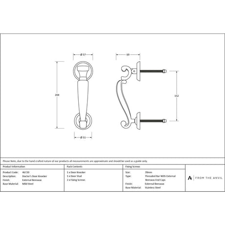 From The Anvil - External Beeswax Doctors Door Knocker | Sku. 46720 | Trade Door Handles.