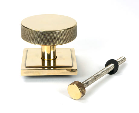 From The Anvil - Aged Brass Brompton Centre Door Knob (Square) | Sku. 46737 | Trade Door Handles.