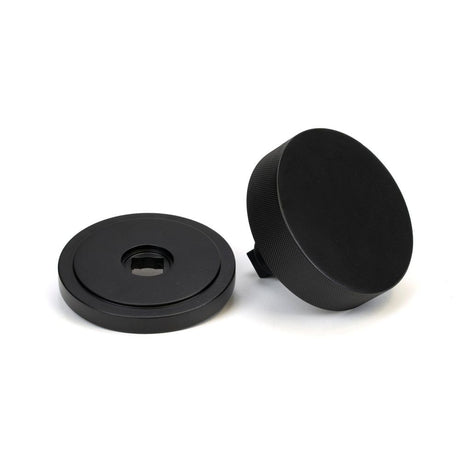 From The Anvil - Matt Black Brompton Centre Door Knob (Art Deco) | Sku. 46759 | Trade Door Handles.
