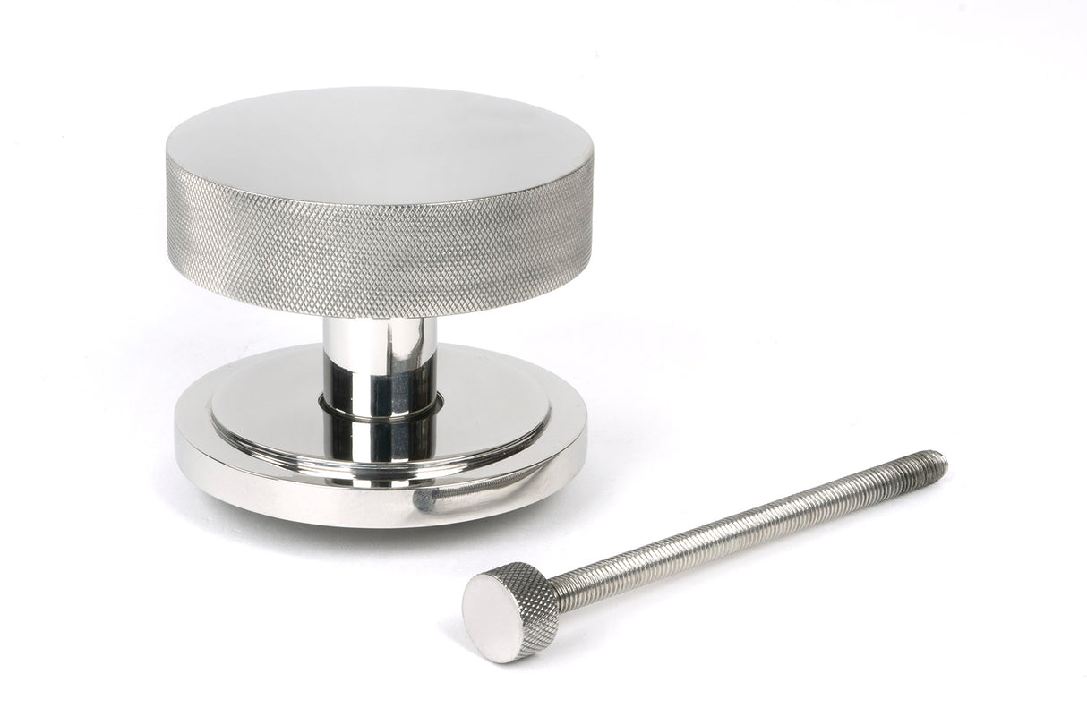 From The Anvil - Polished Marine SS (316) Brompton Centre Door Knob (Art Deco) | Sku. 46767 | Trade Door Handles.