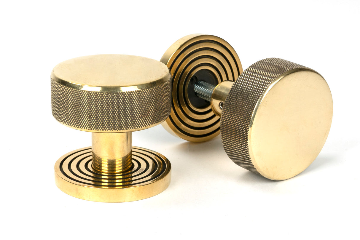 From The Anvil - Aged Brass Brompton Mortice/Rim Knob Set (Beehive) | Sku. 46776 | Trade Door Handles.