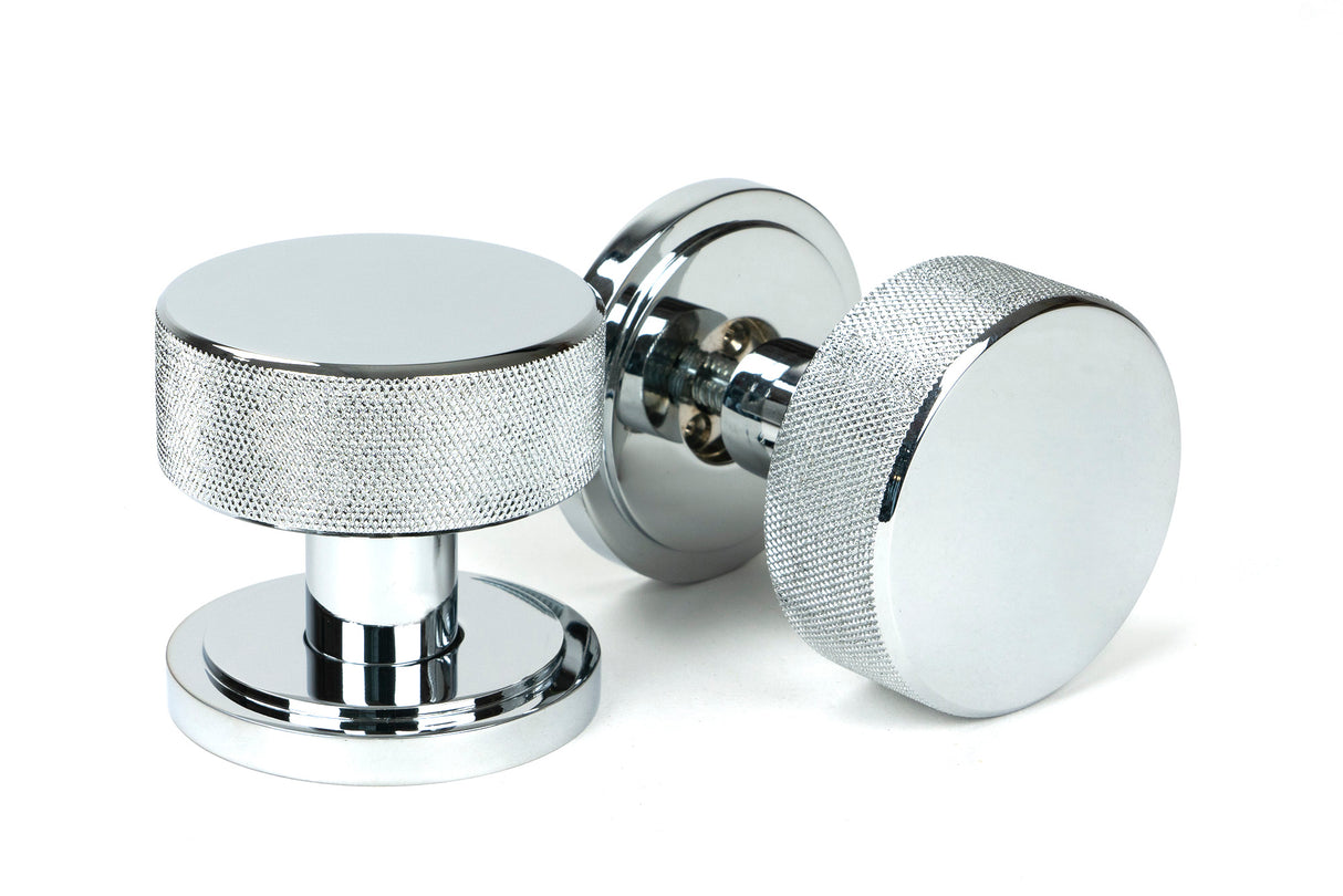From The Anvil - Polished Chrome Brompton Mortice/Rim Knob Set (Art Deco) | Sku. 46779 | Trade Door Handles.