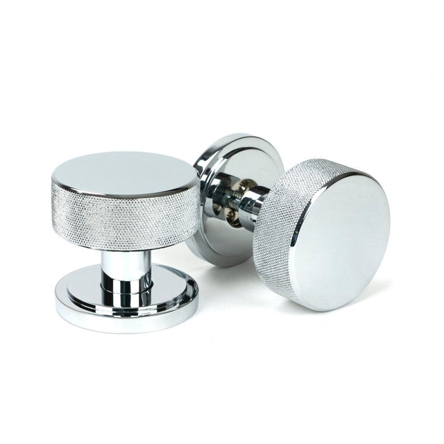 From The Anvil - Polished Chrome Brompton Mortice/Rim Knob Set (Art Deco) | Sku. 46779 | Trade Door Handles.