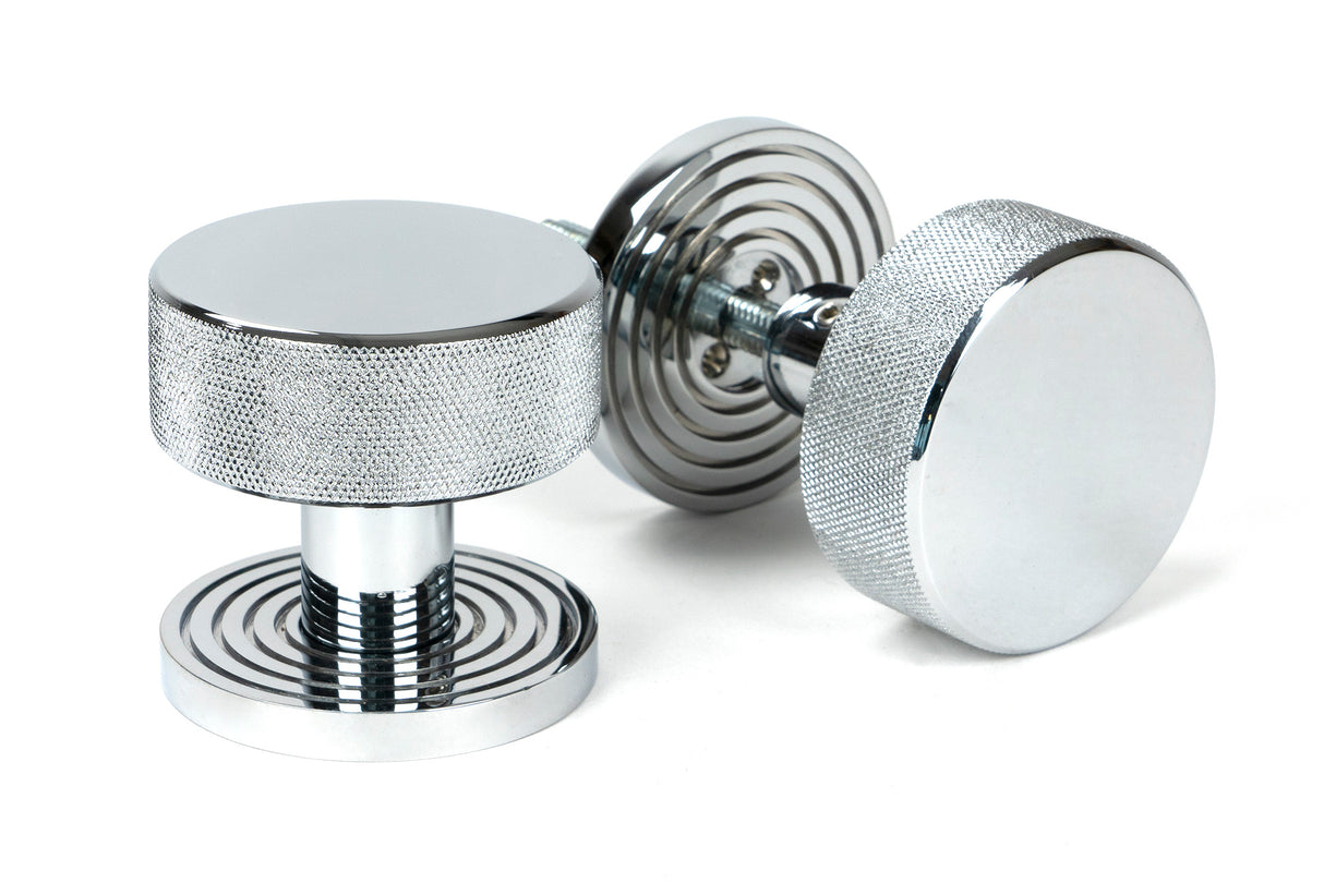 From The Anvil - Polished Chrome Brompton Mortice/Rim Knob Set (Beehive) | Sku. 46780 | Trade Door Handles.