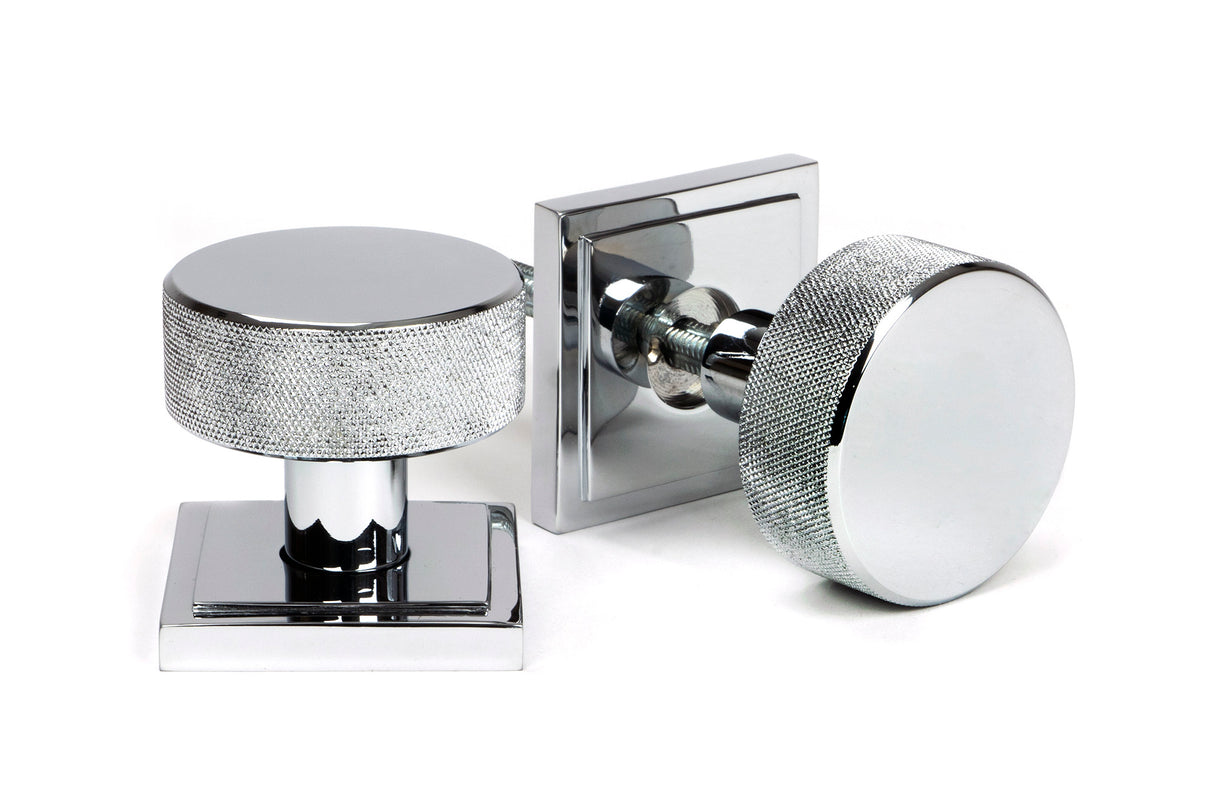 From The Anvil - Polished Chrome Brompton Mortice/Rim Knob Set (Square) | Sku. 46781 | Trade Door Handles.
