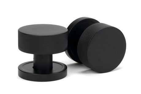 From The Anvil - Matt Black Brompton Mortice/Rim Knob Set (Plain) | Sku. 46798 | Trade Door Handles.
