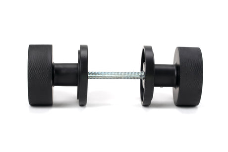 From The Anvil - Matt Black Brompton Mortice/Rim Knob Set (Art Deco) | Sku. 46799 | Trade Door Handles.