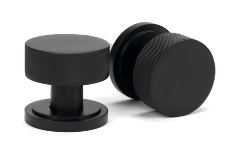 From The Anvil - Matt Black Brompton Mortice/Rim Knob Set (Art Deco) | Sku. 46799 | Trade Door Handles.