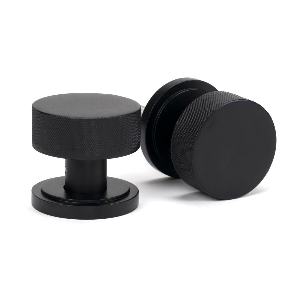 From The Anvil - Matt Black Brompton Mortice/Rim Knob Set (Art Deco) | Sku. 46799 | Trade Door Handles.