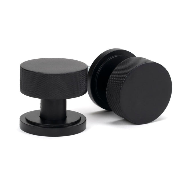 From The Anvil - Matt Black Brompton Mortice/Rim Knob Set (Art Deco) | Sku. 46799 | Trade Door Handles.