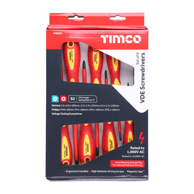 This is an image of Timco - VDE Screwdriver Set 8pcs (8 Pieces Box) 468002