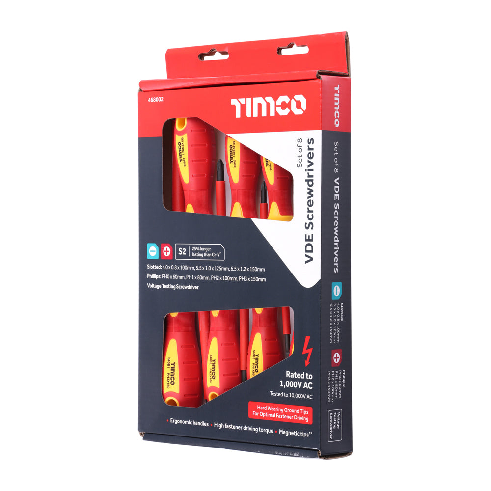 This is an image of Timco - VDE Screwdriver Set 8pcs (8 Pieces Box) 468002
