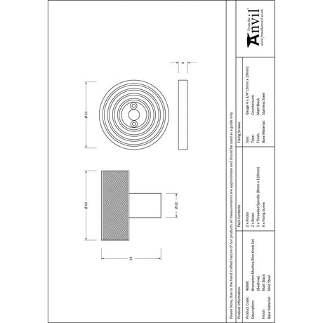 From The Anvil - Matt Black Brompton Mortice/Rim Knob Set (Beehive) | Sku. 46800 | Trade Door Handles.