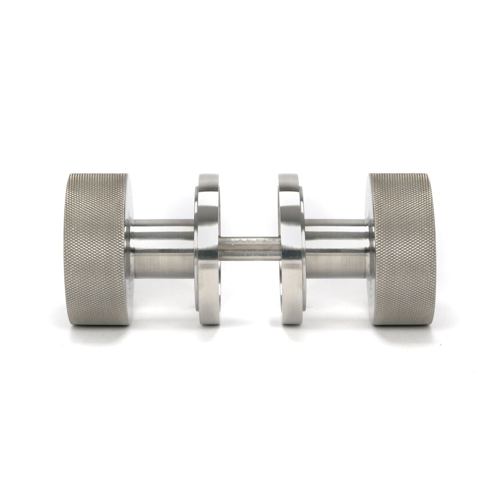 From The Anvil - Satin Marine SS (316) Brompton Mortice/Rim Knob Set (Art Deco) | Sku. 46811 | Trade Door Handles.