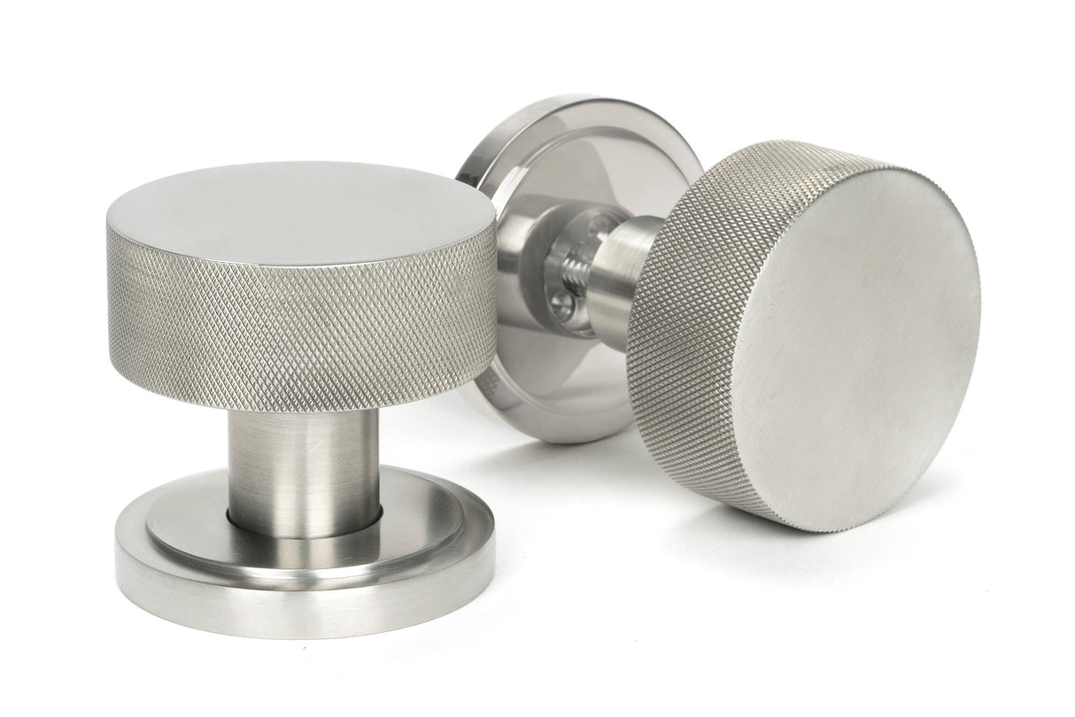 From The Anvil - Satin Marine SS (316) Brompton Mortice/Rim Knob Set (Art Deco) | Sku. 46811 | Trade Door Handles.