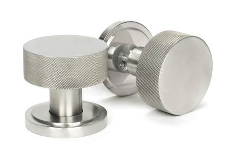 From The Anvil - Satin Marine SS (316) Brompton Mortice/Rim Knob Set (Art Deco) | Sku. 46811 | Trade Door Handles.