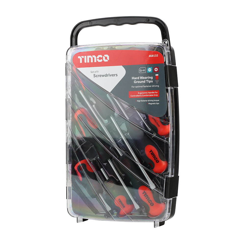 This is an image of Timco - Screwdriver Set 9pcs (9 Pieces Case) 468132