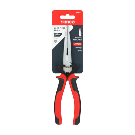 This is an image of Timco - Long Nose Pliers 8" (1 Each Backing Card) 468177