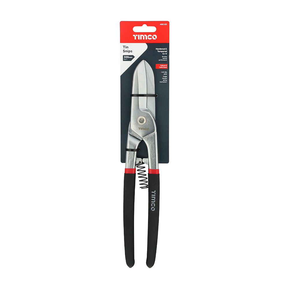 This is an image of Timco - Tin Snips 12" (1 Each Backing Card) 468183