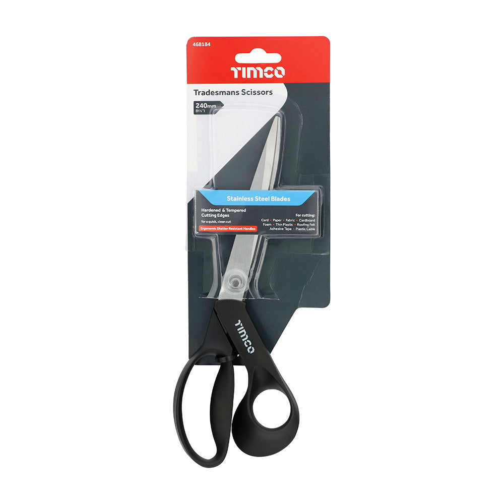 This is an image of Timco - Tradesmans Scissors 9 1/2" (1 Each Blister Pack) 468184